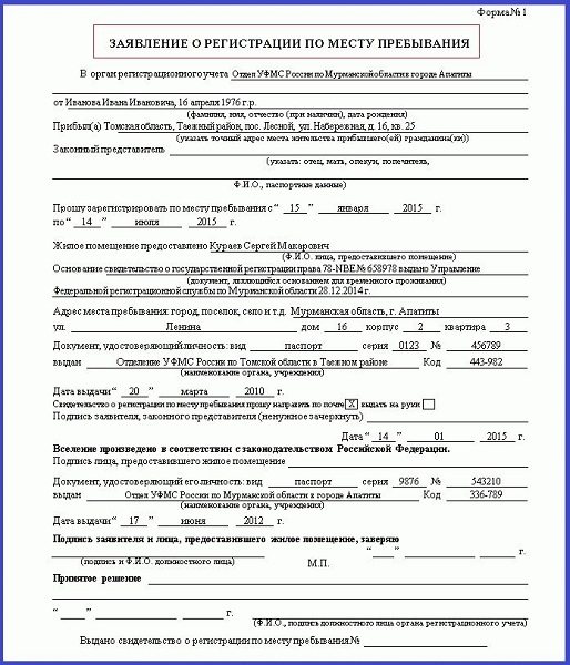 How to fill out and submit an application for registration at the place of residence and place of stay